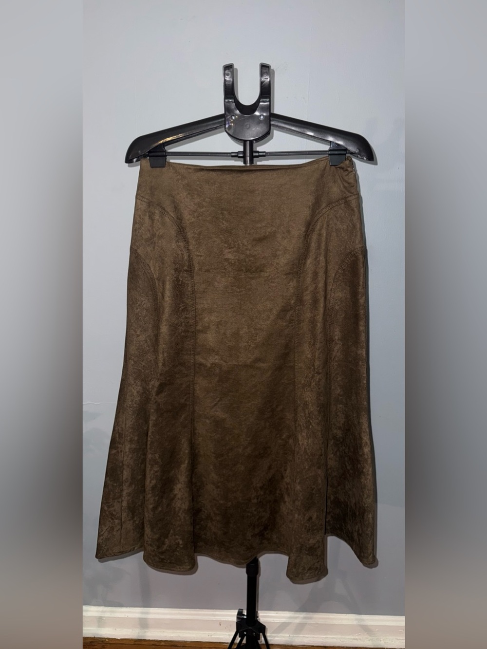 Liz Claiborne Size 10 Brown Faux Suede Maxi Skirt Flared Western Boho - Picture 3 of 9